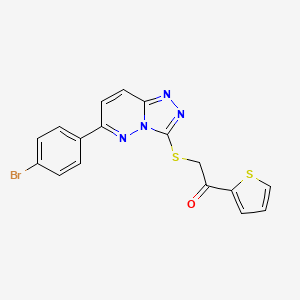 molecular formula C17H11BrN4OS2 B2881291 2-((6-(4-溴苯基)-[1,2,4]三唑并[4,3-b]哒嗪-3-基)硫代)-1-(噻吩-2-基)乙酮 CAS No. 894054-98-9