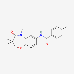 molecular formula C20H22N2O3 B2881297 4-methyl-N-(3,3,5-trimethyl-4-oxo-2,3,4,5-tetrahydrobenzo[b][1,4]oxazepin-7-yl)benzamide CAS No. 921587-12-4