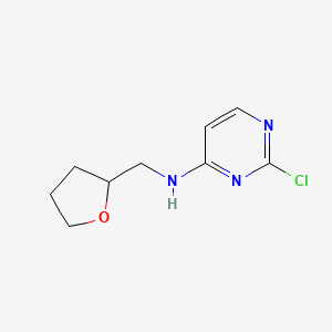 molecular formula C9H12ClN3O B2881303 2-氯-N-(氧杂环丁烷-2-基甲基)嘧啶-4-胺 CAS No. 880579-34-0