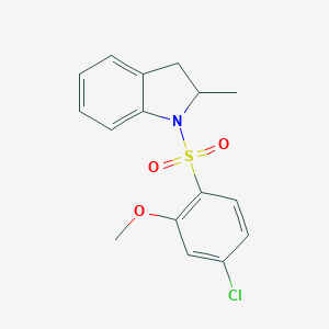 molecular formula C16H16ClNO3S B288133 1-[(4-Chloro-2-methoxyphenyl)sulfonyl]-2-methylindoline 