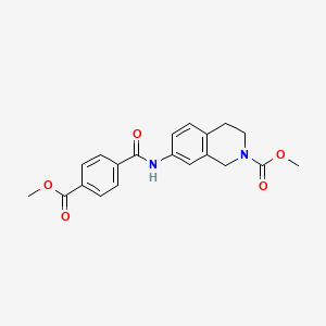 molecular formula C20H20N2O5 B2881334 methyl 7-(4-(methoxycarbonyl)benzamido)-3,4-dihydroisoquinoline-2(1H)-carboxylate CAS No. 1448034-51-2