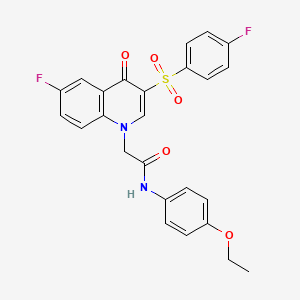 molecular formula C25H20F2N2O5S B2881342 N-(4-ethoxyphenyl)-2-[6-fluoro-3-(4-fluorophenyl)sulfonyl-4-oxoquinolin-1-yl]acetamide CAS No. 866808-54-0