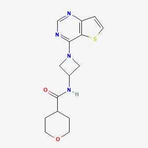 molecular formula C15H18N4O2S B2881349 N-(1-Thieno[3,2-d]pyrimidin-4-ylazetidin-3-yl)oxane-4-carboxamide CAS No. 2380077-63-2