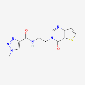 molecular formula C12H12N6O2S B2881355 1-methyl-N-(2-(4-oxothieno[3,2-d]pyrimidin-3(4H)-yl)ethyl)-1H-1,2,3-triazole-4-carboxamide CAS No. 1904303-78-1