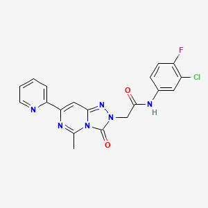 molecular formula C19H14ClFN6O2 B2881364 N-(3-chloro-4-fluorophenyl)-2-(5-methyl-3-oxo-7-(pyridin-2-yl)-[1,2,4]triazolo[4,3-c]pyrimidin-2(3H)-yl)acetamide CAS No. 1251697-54-7