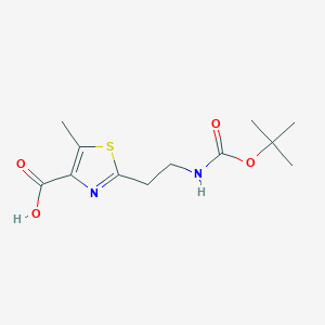 molecular formula C12H18N2O4S B2881393 2-(2-{[(Tert-butoxy)carbonyl]amino}ethyl)-5-methyl-1,3-thiazole-4-carboxylic acid CAS No. 2095670-49-6