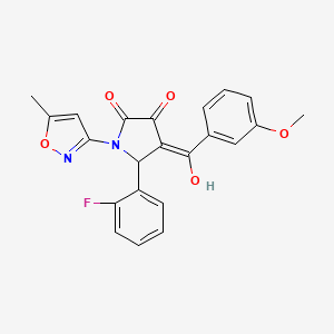 molecular formula C22H17FN2O5 B2881397 5-(2-氟苯基)-3-羟基-4-(3-甲氧基苯甲酰基)-1-(5-甲基异恶唑-3-基)-1H-吡咯-2(5H)-酮 CAS No. 618874-68-3
