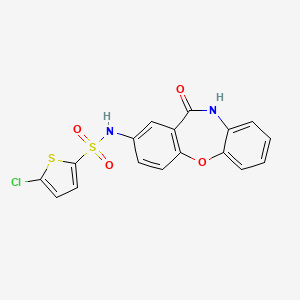 molecular formula C17H11ClN2O4S2 B2881404 5-氯-N-(11-氧代-10,11-二氢二苯并[b,f][1,4]恶杂环庚-2-基)噻吩-2-磺酰胺 CAS No. 922062-85-9