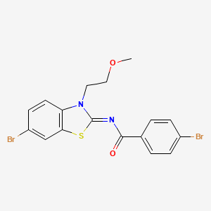 molecular formula C17H14Br2N2O2S B2881408 (Z)-4-溴-N-(6-溴-3-(2-甲氧基乙基)苯并[d]噻唑-2(3H)-亚甲基)苯甲酰胺 CAS No. 864975-85-9