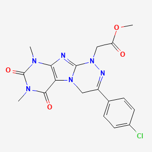 molecular formula C18H17ClN6O4 B2881410 2-(3-(4-氯苯基)-7,9-二甲基-6,8-二氧代-6,7,8,9-四氢-[1,2,4]三嗪并[3,4-f]嘌呤-1(4H)-基)乙酸甲酯 CAS No. 941998-74-9