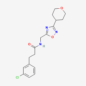 molecular formula C17H20ClN3O3 B2881418 3-(3-氯苯基)-N-((3-(四氢-2H-吡喃-4-基)-1,2,4-恶二唑-5-基)甲基)丙酰胺 CAS No. 2034562-56-4