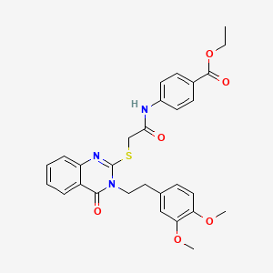 Ethyl 4-[[2-[3-[2-(3,4-dimethoxyphenyl)ethyl]-4-oxoquinazolin-2-yl]sulfanylacetyl]amino]benzoate