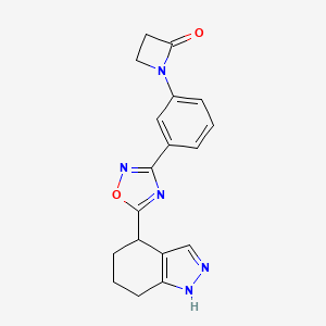 molecular formula C18H17N5O2 B2881433 1-[3-[5-(4,5,6,7-Tetrahydro-1H-indazol-4-yl)-1,2,4-oxadiazol-3-yl]phenyl]azetidin-2-one CAS No. 2261023-12-3