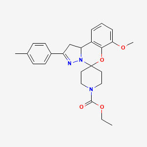 molecular formula C25H29N3O4 B2881452 Ethyl 7-methoxy-2-(p-tolyl)-1,10b-dihydrospiro[benzo[e]pyrazolo[1,5-c][1,3]oxazine-5,4'-piperidine]-1'-carboxylate CAS No. 899727-84-5