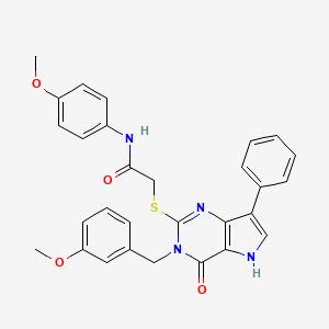 molecular formula C29H26N4O4S B2881454 2-((3-(3-甲氧基苄基)-4-氧代-7-苯基-4,5-二氢-3H-吡咯并[3,2-d]嘧啶-2-基)硫代)-N-(4-甲氧基苯基)乙酰胺 CAS No. 1795035-63-0