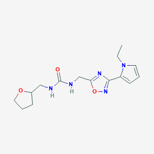 1-((3-(1-ethyl-1H-pyrrol-2-yl)-1,2,4-oxadiazol-5-yl)methyl)-3-((tetrahydrofuran-2-yl)methyl)urea
