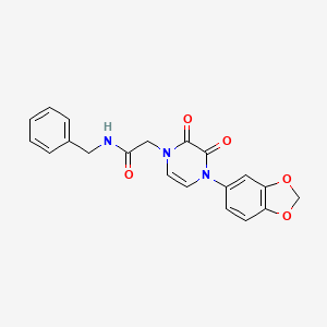 molecular formula C20H17N3O5 B2881469 2-[4-(1,3-benzodioxol-5-yl)-2,3-dioxopyrazin-1-yl]-N-benzylacetamide CAS No. 898454-17-6
