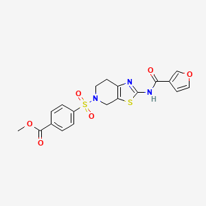 molecular formula C19H17N3O6S2 B2881470 methyl 4-((2-(furan-3-carboxamido)-6,7-dihydrothiazolo[5,4-c]pyridin-5(4H)-yl)sulfonyl)benzoate CAS No. 1428374-09-7