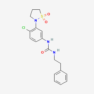 molecular formula C18H20ClN3O3S B2881471 1-(4-Chloro-3-(1,1-dioxidoisothiazolidin-2-yl)phenyl)-3-phenethylurea CAS No. 1203385-59-4