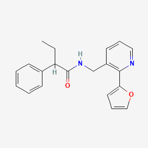 molecular formula C20H20N2O2 B2881475 N-((2-(furan-2-yl)pyridin-3-yl)methyl)-2-phenylbutanamide CAS No. 2034248-23-0