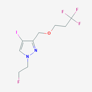 molecular formula C9H11F4IN2O B2881476 1-(2-fluoroethyl)-4-iodo-3-[(3,3,3-trifluoropropoxy)methyl]-1H-pyrazole CAS No. 1856051-46-1