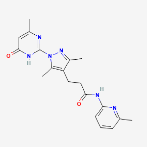 molecular formula C19H22N6O2 B2881488 3-(3,5-二甲基-1-(4-甲基-6-氧代-1,6-二氢嘧啶-2-基)-1H-吡唑-4-基)-N-(6-甲基吡啶-2-基)丙酰胺 CAS No. 1172819-26-9