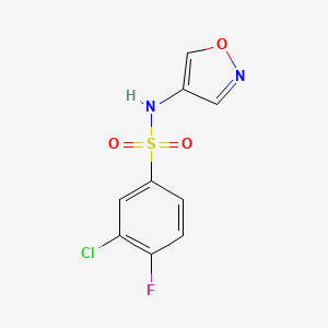 molecular formula C9H6ClFN2O3S B2881491 3-氯-4-氟-N-(异恶唑-4-基)苯磺酰胺 CAS No. 1421583-87-0