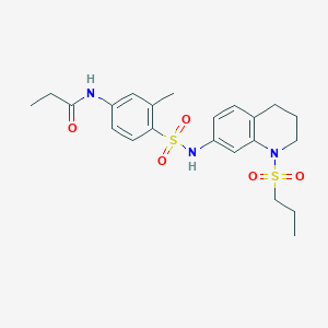 molecular formula C22H29N3O5S2 B2881494 N-(3-methyl-4-(N-(1-(propylsulfonyl)-1,2,3,4-tetrahydroquinolin-7-yl)sulfamoyl)phenyl)propionamide CAS No. 941987-09-3