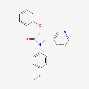 molecular formula C21H18N2O3 B2881505 1-(4-Methoxyphenyl)-3-phenoxy-4-(pyridin-3-yl)azetidin-2-one CAS No. 1210446-67-5