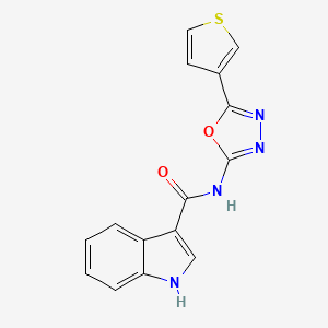 molecular formula C15H10N4O2S B2881511 N-(5-(thiophen-3-yl)-1,3,4-oxadiazol-2-yl)-1H-indole-3-carboxamide CAS No. 1327557-23-2