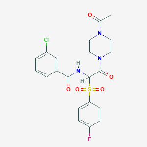 N-{2-(4-acetylpiperazinyl)-1-[(4-fluorophenyl)sulfonyl]-2-oxoethyl}(3-chloroph enyl)carboxamide