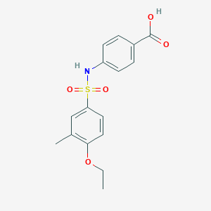 molecular formula C16H17NO5S B288153 4-{[(4-Ethoxy-3-methylphenyl)sulfonyl]amino}benzoic acid 