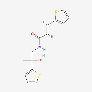 molecular formula C14H15NO2S2 B2881532 (E)-N-(2-hydroxy-2-(thiophen-2-yl)propyl)-3-(thiophen-2-yl)acrylamide CAS No. 1351664-08-8