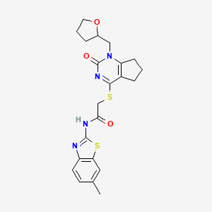 N-(6-methylbenzo[d]thiazol-2-yl)-2-((2-oxo-1-((tetrahydrofuran-2-yl)methyl)-2,5,6,7-tetrahydro-1H-cyclopenta[d]pyrimidin-4-yl)thio)acetamide