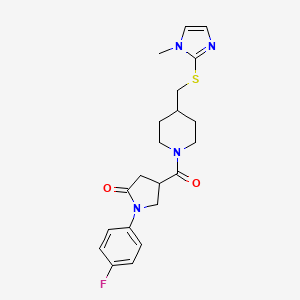 1-(4-fluorophenyl)-4-(4-(((1-methyl-1H-imidazol-2-yl)thio)methyl)piperidine-1-carbonyl)pyrrolidin-2-one