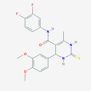 molecular formula C20H19F2N3O3S B2881569 N-(3,4-difluorophenyl)-4-(3,4-dimethoxyphenyl)-6-methyl-2-thioxo-1,2,3,4-tetrahydropyrimidine-5-carboxamide CAS No. 380352-85-2