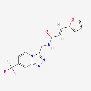 molecular formula C15H11F3N4O2 B2881571 (E)-3-(furan-2-yl)-N-((7-(trifluoromethyl)-[1,2,4]triazolo[4,3-a]pyridin-3-yl)methyl)acrylamide CAS No. 2034997-73-2