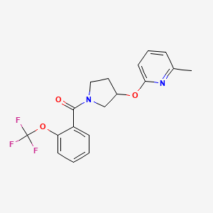 molecular formula C18H17F3N2O3 B2881579 (3-((6-Methylpyridin-2-yl)oxy)pyrrolidin-1-yl)(2-(trifluoromethoxy)phenyl)methanone CAS No. 1903038-28-7