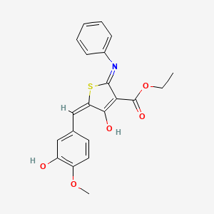 molecular formula C21H19NO5S B2881588 Ethyl 2-anilino-5-(3-hydroxy-4-methoxybenzylidene)-4-oxo-4,5-dihydro-3-thiophenecarboxylate CAS No. 428839-91-2