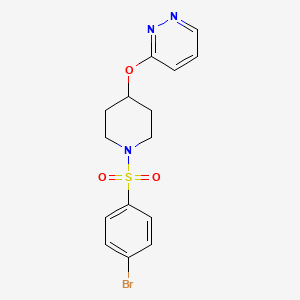 molecular formula C15H16BrN3O3S B2881594 3-((1-((4-Bromophenyl)sulfonyl)piperidin-4-yl)oxy)pyridazine CAS No. 1797958-03-2