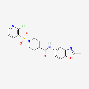 molecular formula C19H19ClN4O4S B2881614 1-[(2-chloropyridin-3-yl)sulfonyl]-N-(2-methyl-1,3-benzoxazol-5-yl)piperidine-4-carboxamide CAS No. 1181882-80-3
