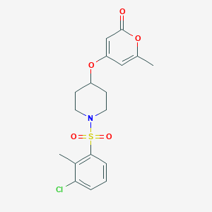 molecular formula C18H20ClNO5S B2881622 4-((1-((3-chloro-2-methylphenyl)sulfonyl)piperidin-4-yl)oxy)-6-methyl-2H-pyran-2-one CAS No. 1795423-90-3