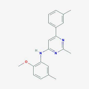 molecular formula C20H21N3O B2881629 N-(2-甲氧基-5-甲基苯基)-2-甲基-6-(3-甲基苯基)嘧啶-4-胺 CAS No. 1019132-74-1