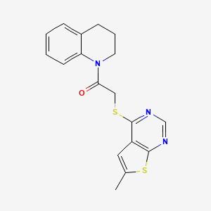 molecular formula C18H17N3OS2 B2881637 1-(3,4-二氢-2H-喹啉-1-基)-2-(6-甲基噻吩并[2,3-d]嘧啶-4-基)硫代乙酮 CAS No. 876886-58-7