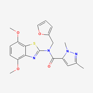 molecular formula C20H20N4O4S B2881648 N-(4,7-dimethoxybenzo[d]thiazol-2-yl)-N-(furan-2-ylmethyl)-1,3-dimethyl-1H-pyrazole-5-carboxamide CAS No. 1013822-04-2