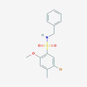 molecular formula C15H16BrNO3S B288165 N-benzyl-5-bromo-2-methoxy-4-methylbenzenesulfonamide 