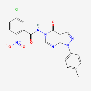 molecular formula C19H13ClN6O4 B2881651 5-chloro-2-nitro-N-(4-oxo-1-(p-tolyl)-1H-pyrazolo[3,4-d]pyrimidin-5(4H)-yl)benzamide CAS No. 900008-06-2