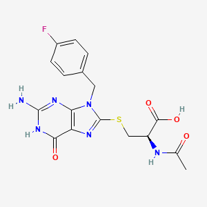 N-Acetyl-S-(2-amino-9-(4-fluorobenzyl)-6-oxo-6,9-dihydro-1H-purin-8-yl)-L-cysteine