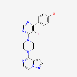 4-[4-[5-Fluoro-6-(4-methoxyphenyl)pyrimidin-4-yl]piperazin-1-yl]pyrazolo[1,5-a]pyrazine