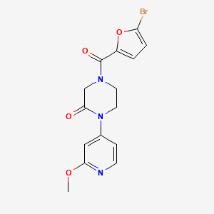 molecular formula C15H14BrN3O4 B2881696 4-(5-Bromofuran-2-carbonyl)-1-(2-methoxypyridin-4-yl)piperazin-2-one CAS No. 2380143-26-8
